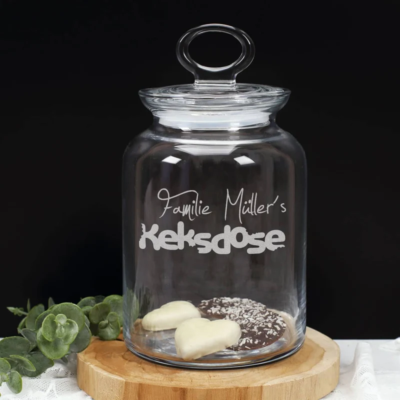 Glasdose Krümel mit Wunschnamen