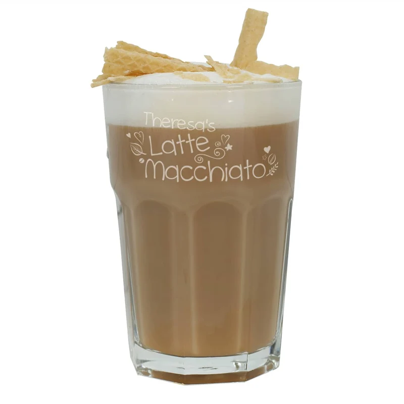 Latte Macchiato Glas graviert mit Name und Herzen