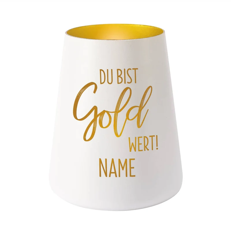 Du bist Gold wert! - Windlicht mit Namensgravur
