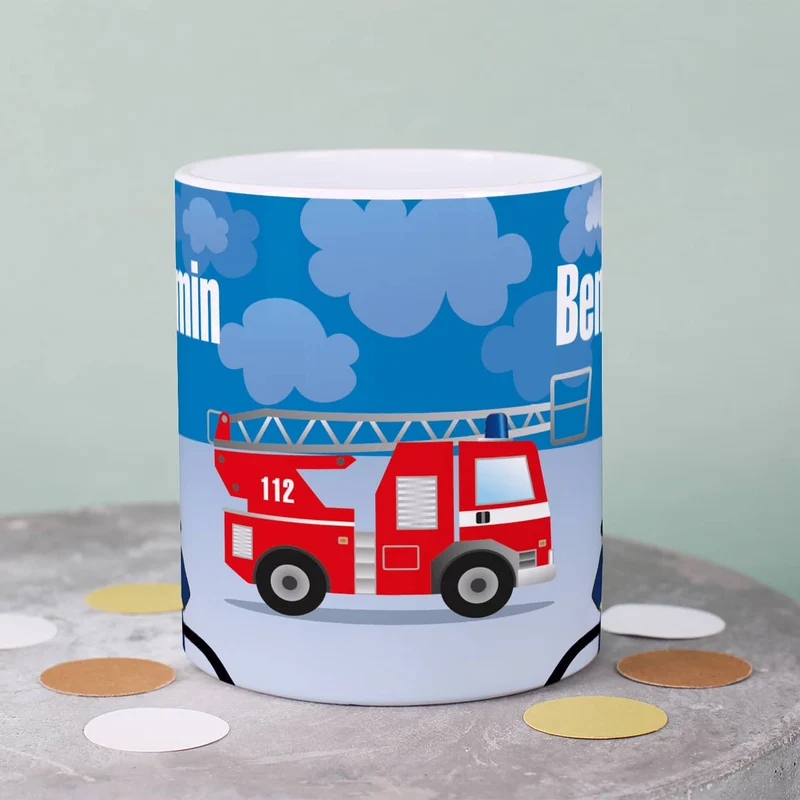 Feuerwehr - Tasse aus bruchfesten Kunststoff für Kinder