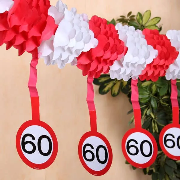 Papiergirlande Verkehrsschild 60
