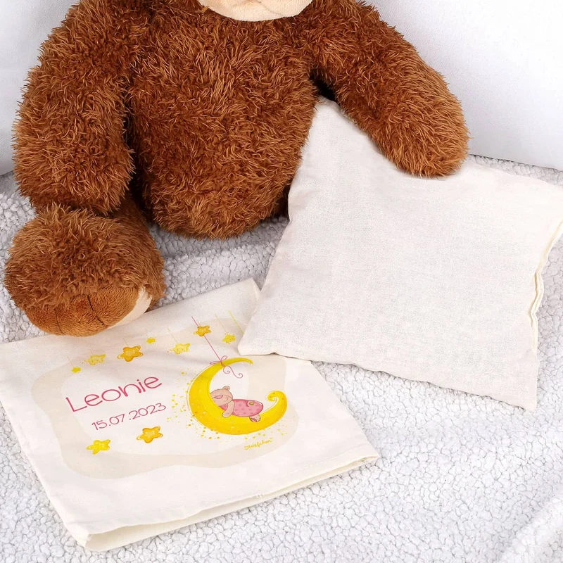 Personalisiertes Kirschkernkissen mit Teddybär-Motiv
