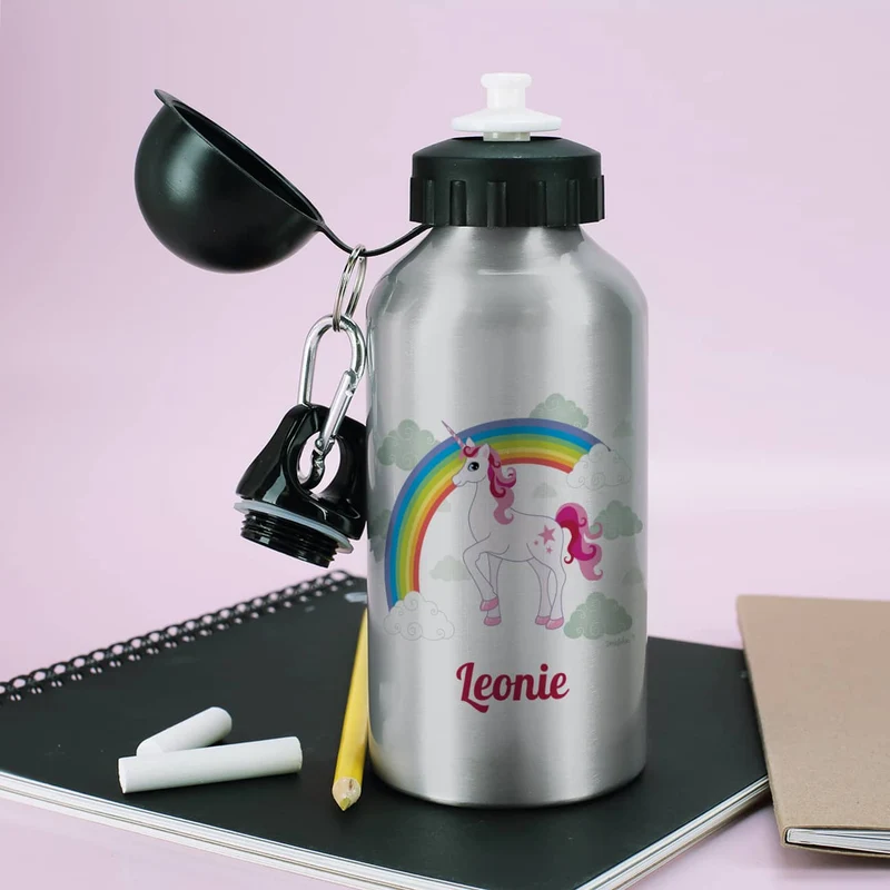 Einhorn Trinkflasche mit Ihrem Wunschnamen bedruckt
