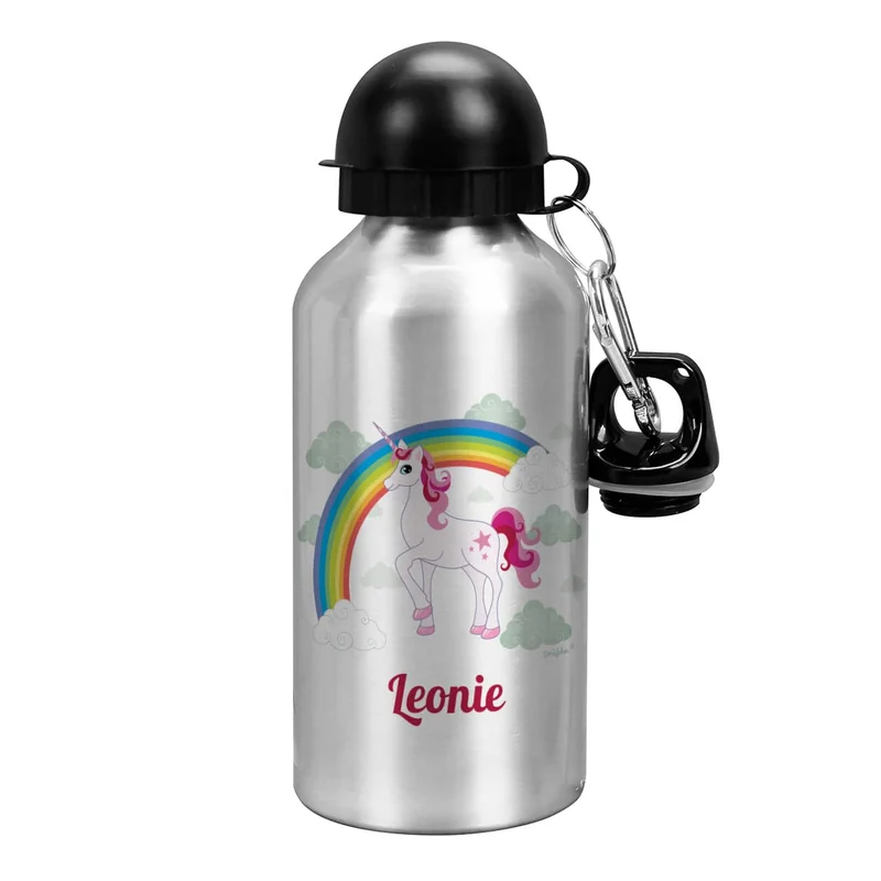 Einhorn Trinkflasche mit Ihrem Wunschnamen bedruckt