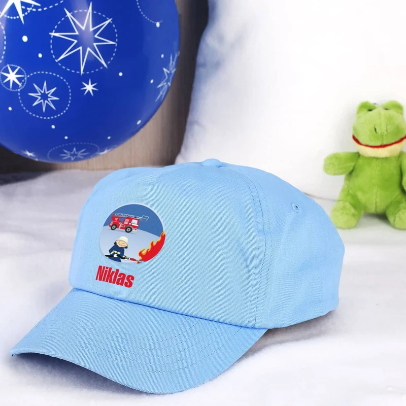Hellblaues Feuerwehr Basecap für Kinder