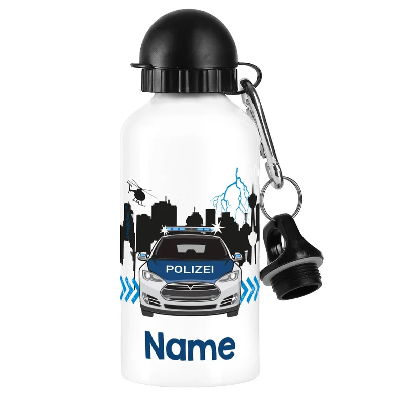 Trinkflasche mit Polizeiauto und Name