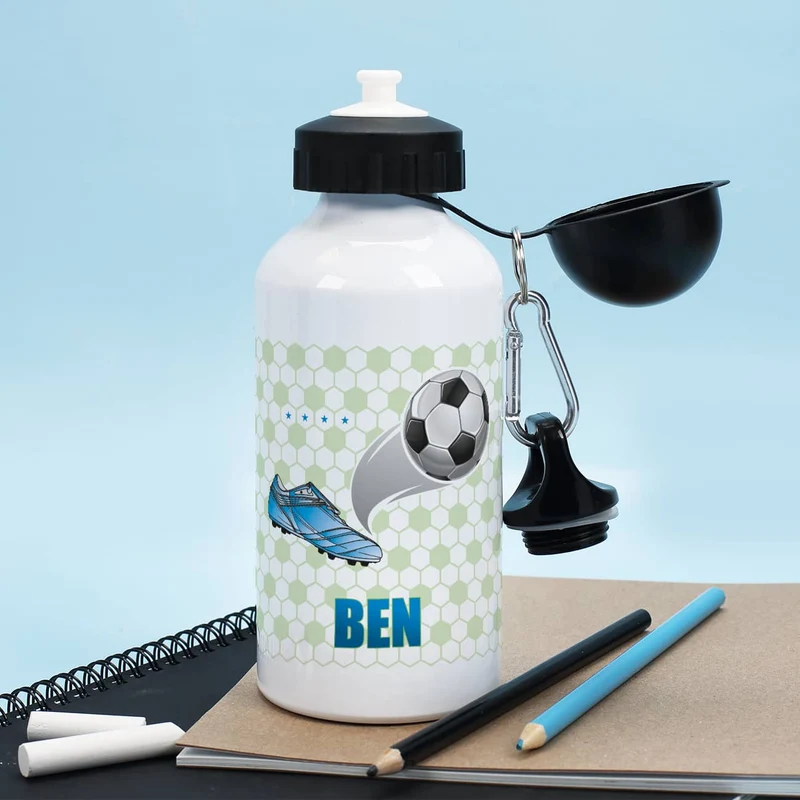Trinkflasche mit Fußball-Motiv und Name