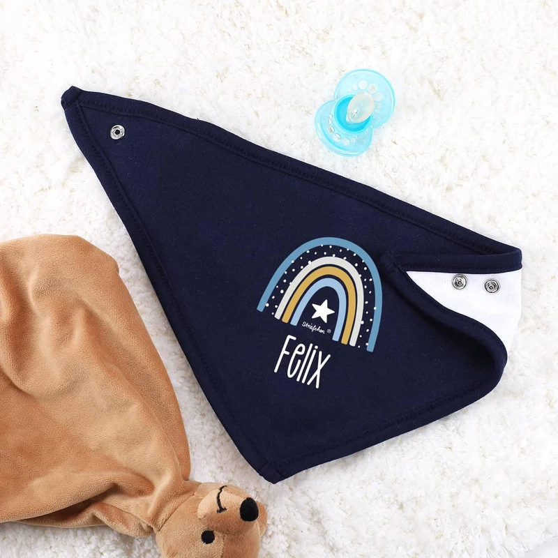 Baby-Halstuch mit Regenbogenmotiv in 3 verschiedenen Farben