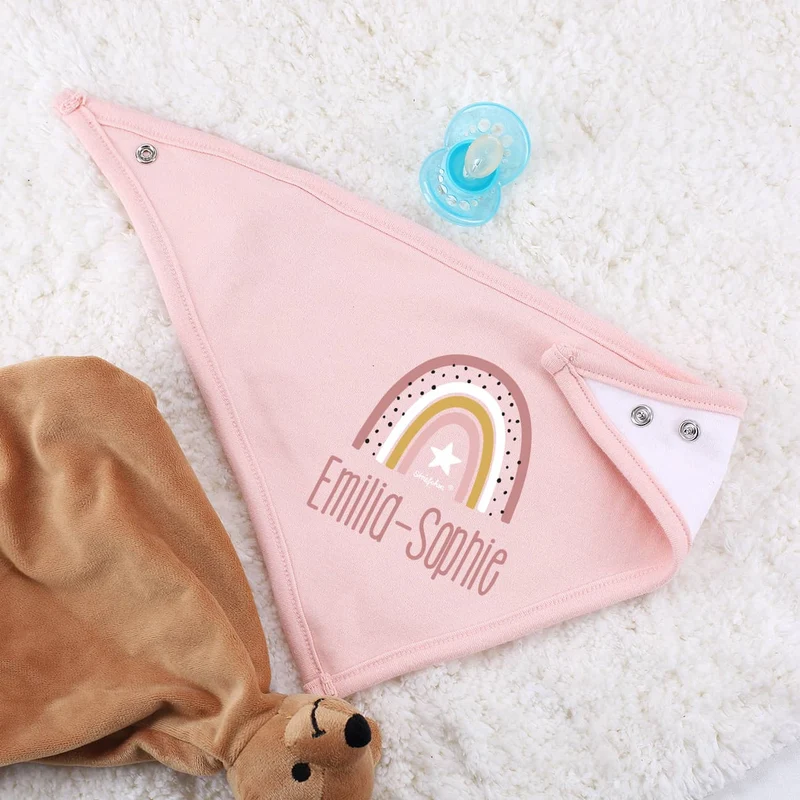 Baby-Halstuch mit Regenbogenmotiv in 3 verschiedenen Farben