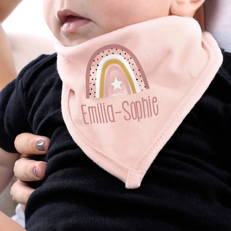 Baby-Halstuch mit Regenbogenmotiv in 3 verschiedenen Farben