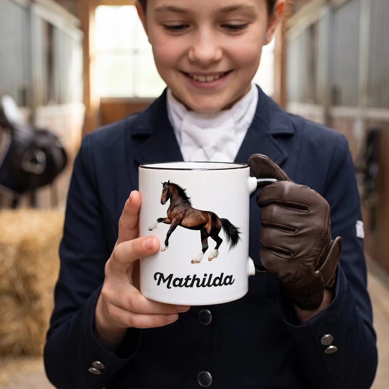 Pferde Tasse mit Clydesdale und Name