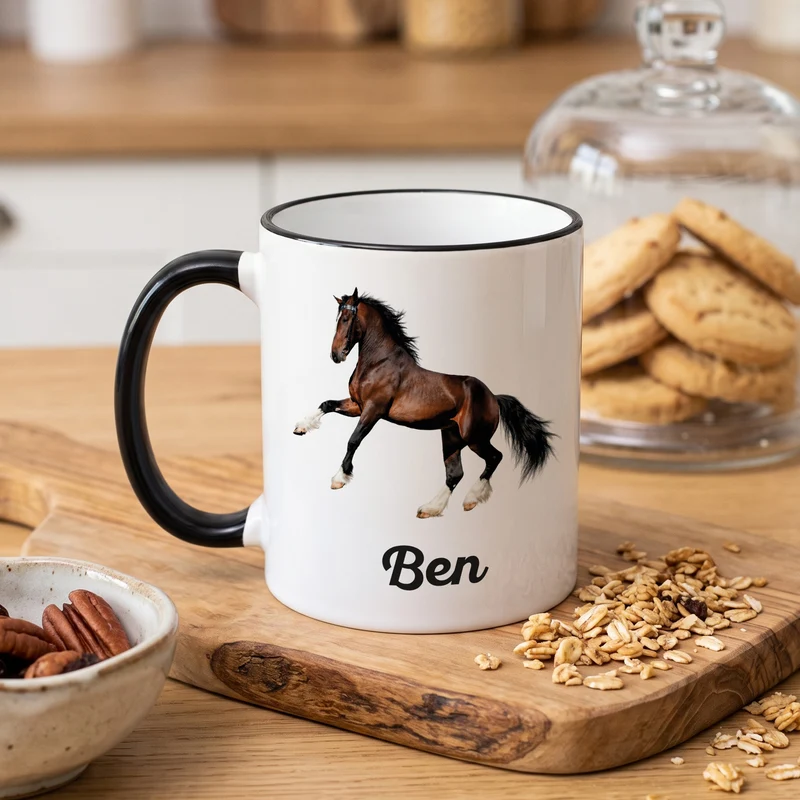 Pferde Tasse mit Clydesdale und Name