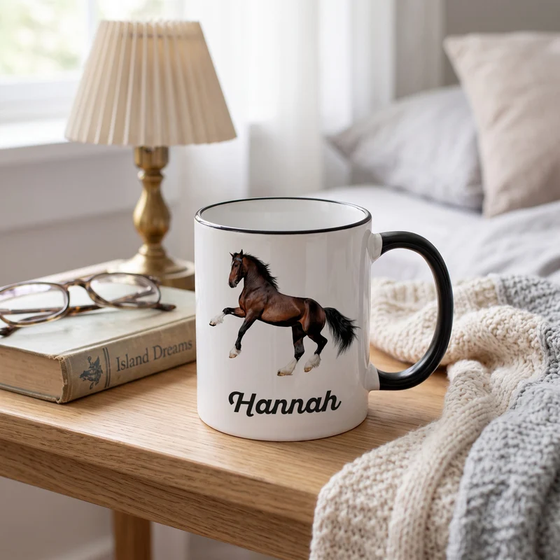 Pferde Tasse mit Clydesdale und Name