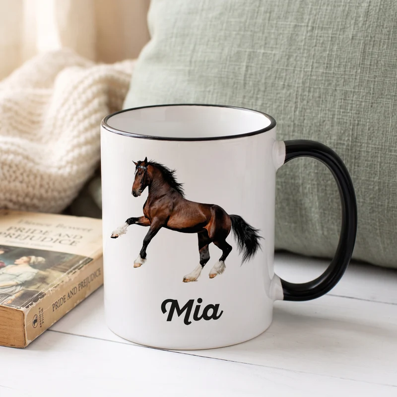 Pferde Tasse mit Clydesdale und Name