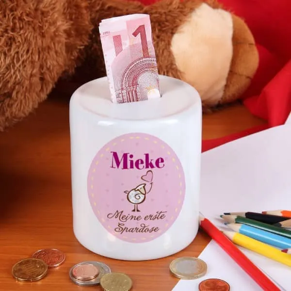 Erste Spardose für Mädchen mit Namensaufdruck