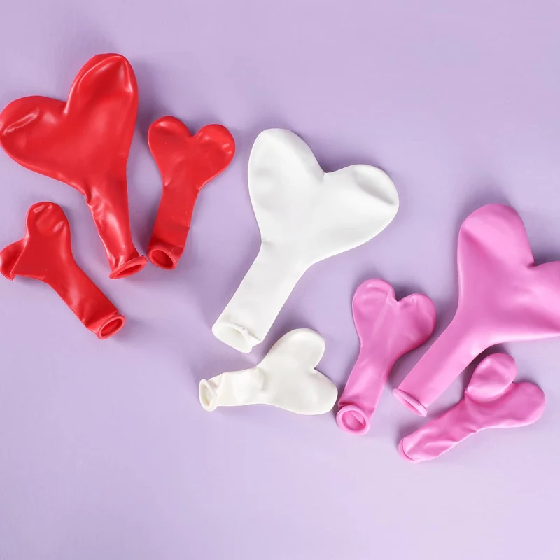 Herzförmige Ballons - 8 Stück - 2 Größen - 3 Farben