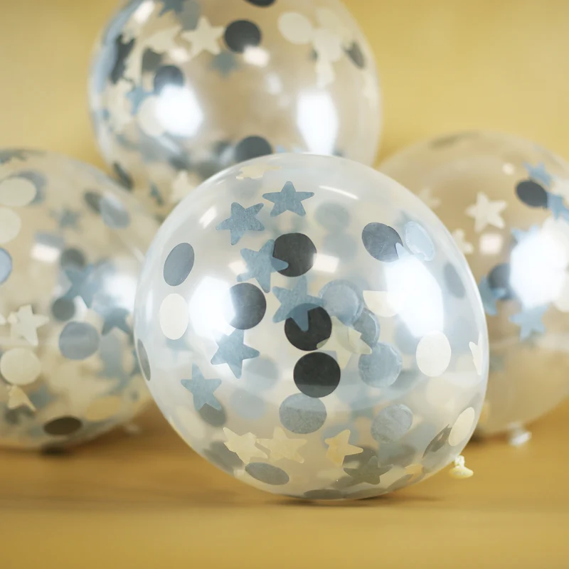 Ballons mit Punkte und Sterne Konfetti 30 cm - 4 Stück