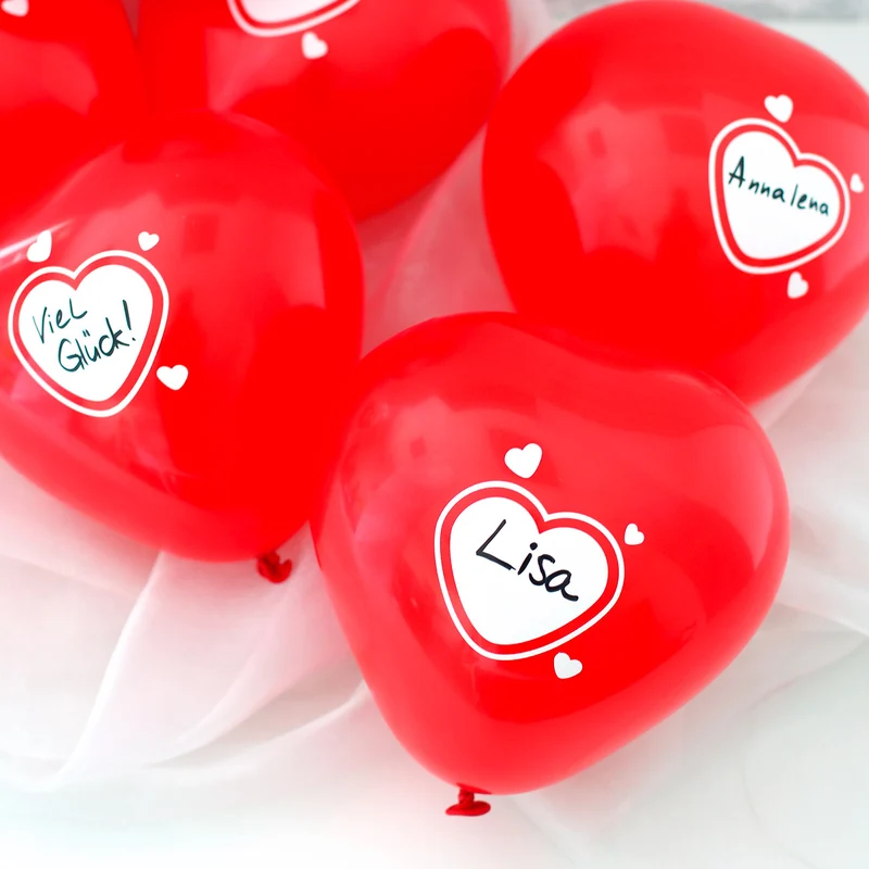 Herzballons zum Beschriften - 6 Stück