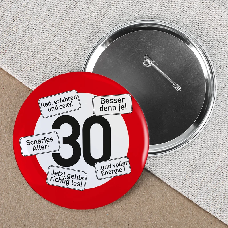 Riesen Button Verkehrsschild 18 bis 100