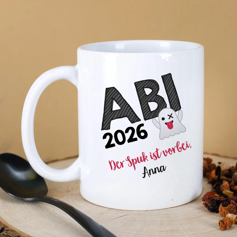 Abitur-Tasse mit Name - der Spuk ist vorbei