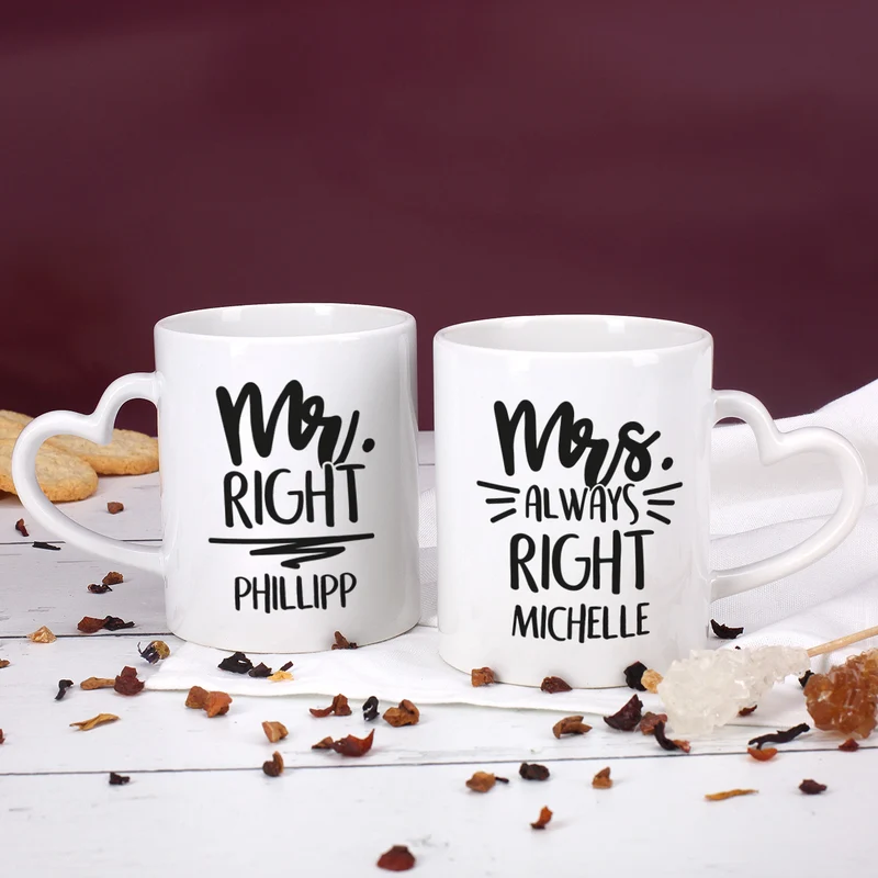 Paartassen zum Valentinstag - Mr Right und Mrs always Right