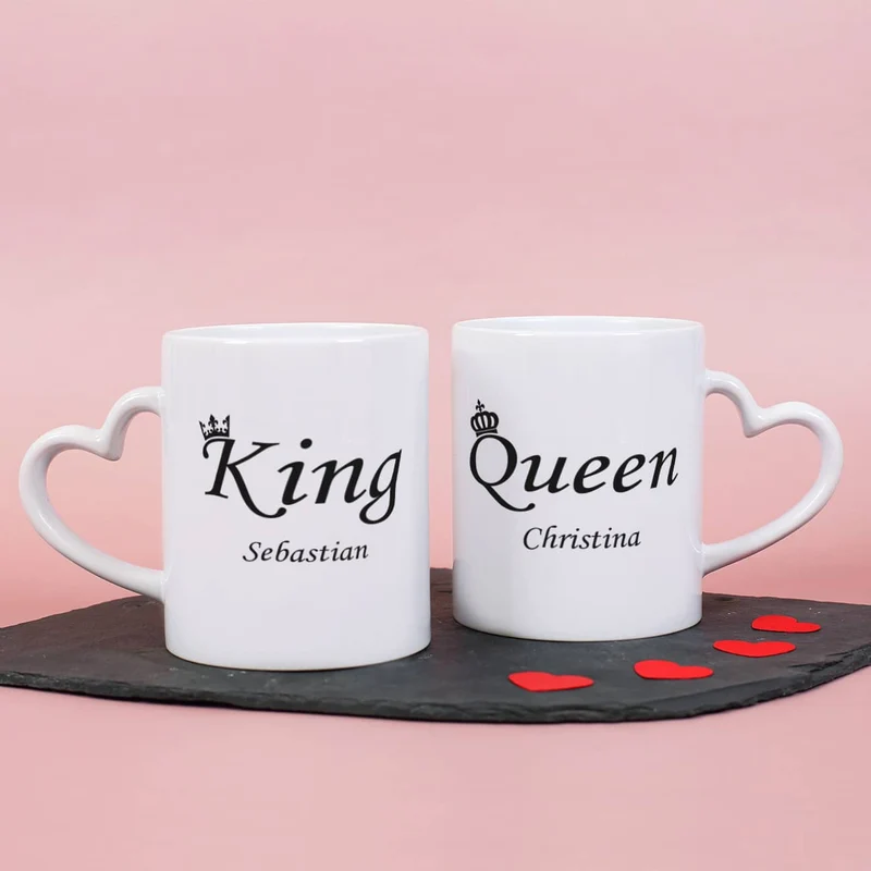 Paartassen - King & Queen - mit Ihren Namen
