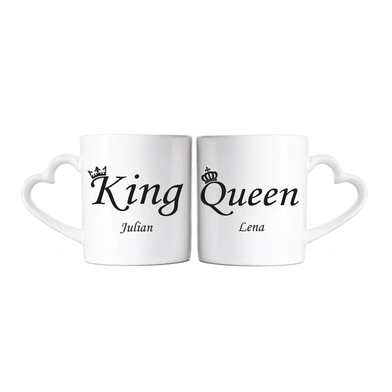 Paartassen - King & Queen - mit Ihren Namen