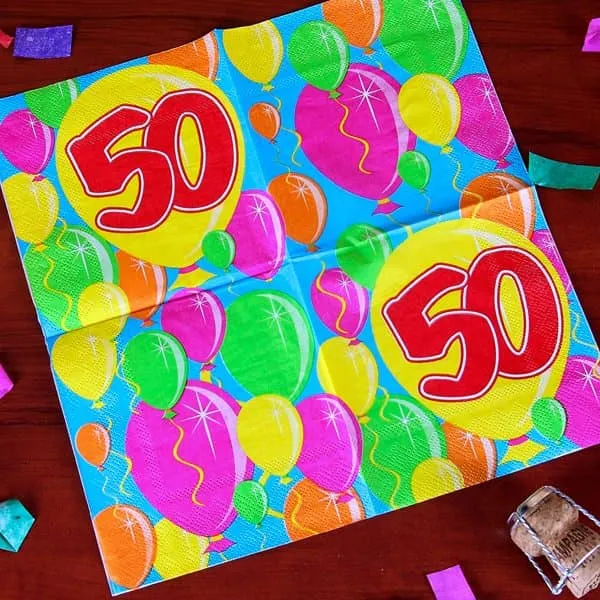Geburtstagsservietten Ballon zum 50.