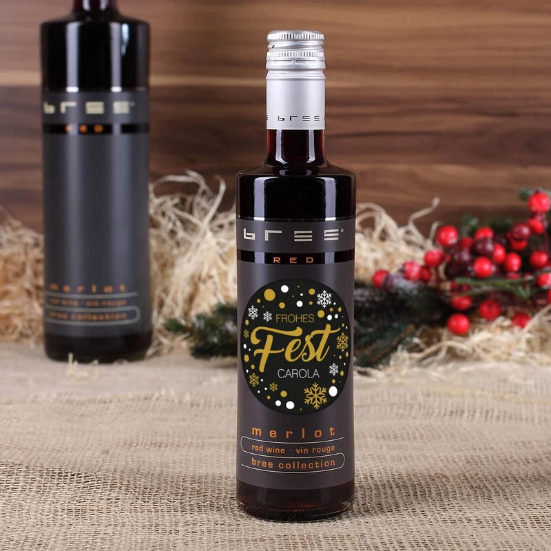 Frohes Fest - kleine BREE Weinflasche mit Name