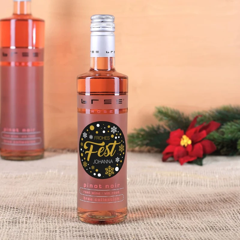Frohes Fest - kleine BREE Weinflasche mit Name