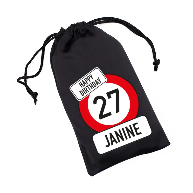 Brillentasche mit persönlichem Verkehrszeichenmotiv zum Geburtstag