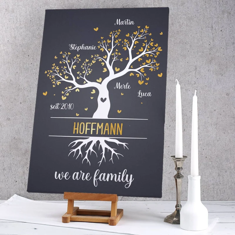 We are family - Leinwand mit Familienbaum und Ihren Namen
