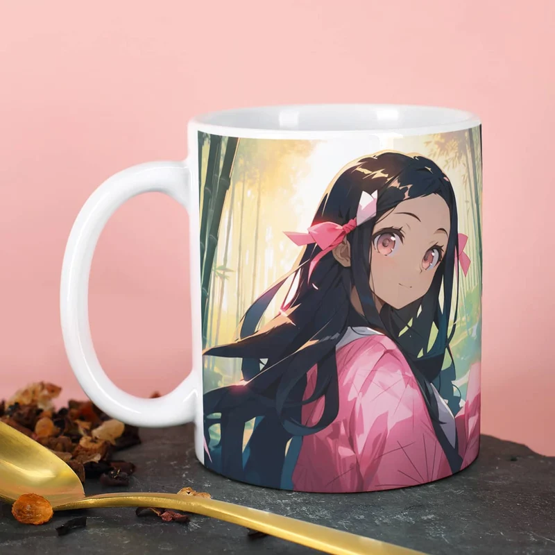 Coole Anime Tasse mit sechs Charakteren und Name