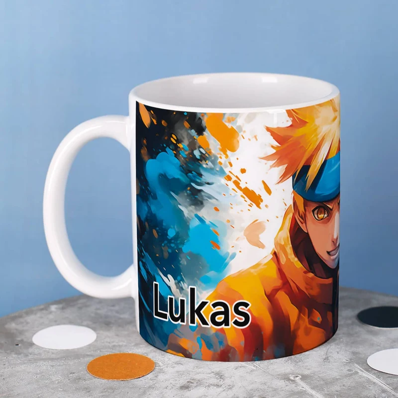 Persönliche Anime-Tasse mit Lieblingsfigur und Wunschname