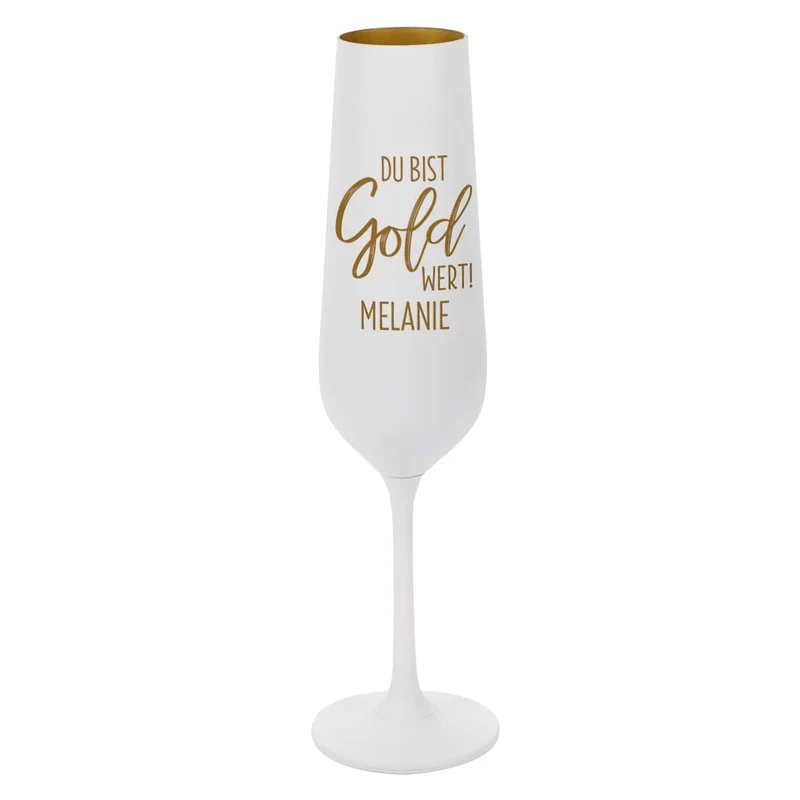 Du bist Gold wert! - Sektglas mit Namensgravur