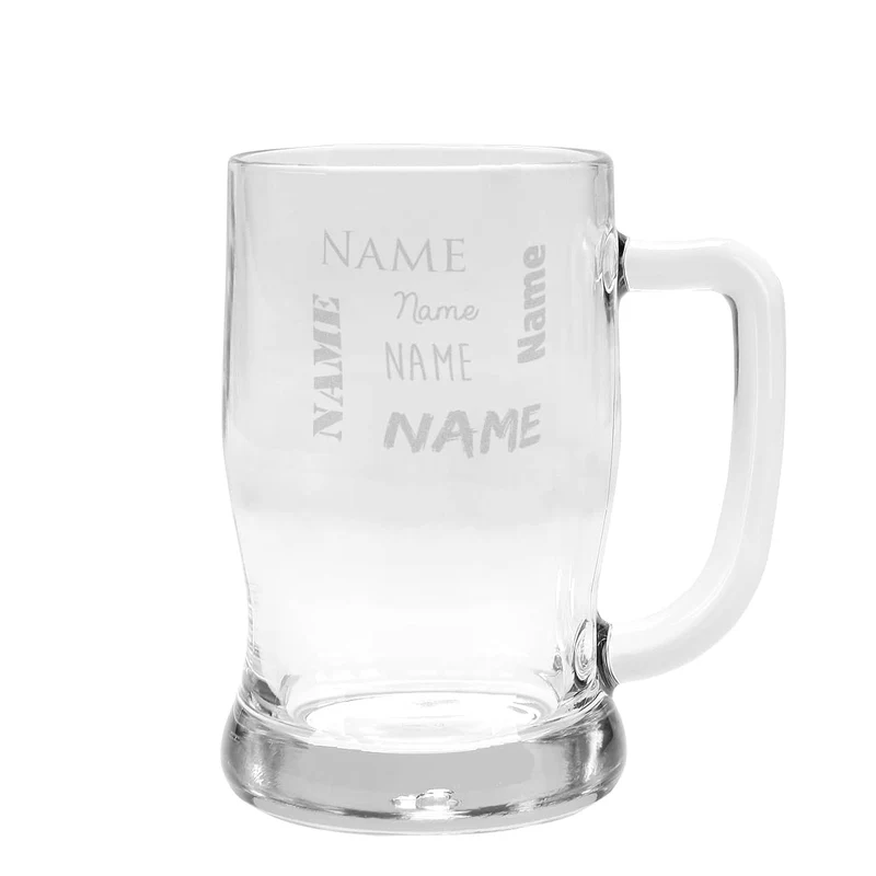 Bierseidel mit Ihrem Namen in verschiedenen Schriftarten