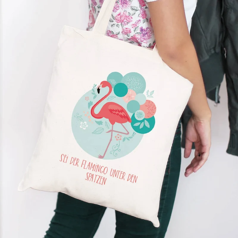 Flamingo Schulterbeutel mit Wunschtext