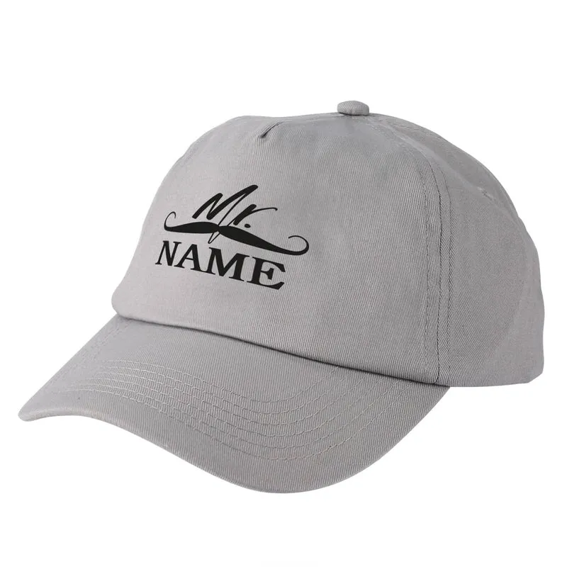 Hellgraues Basecap Mr mit Namensaufdruck