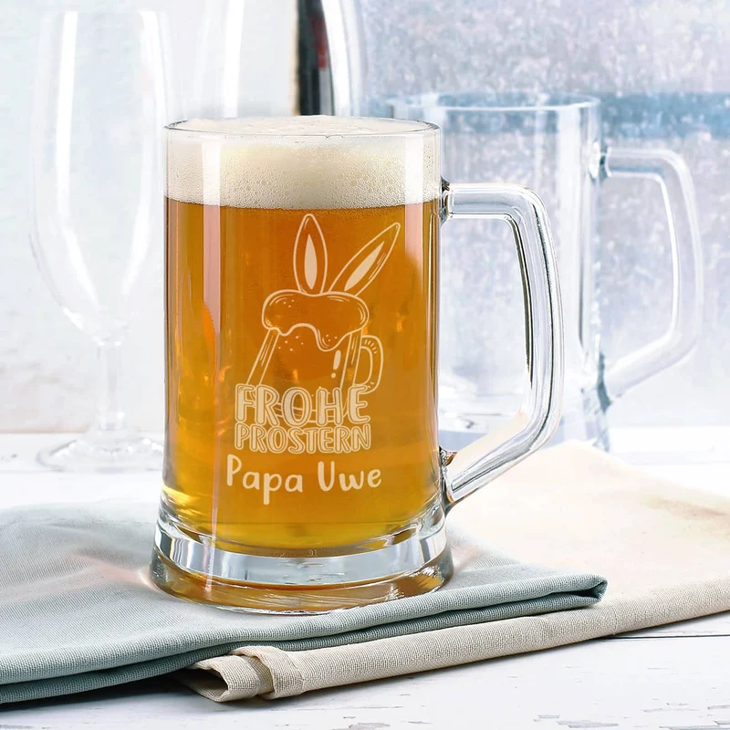 Frohe Prostern - Bierseidel mit persönlicher Namensgravur zu Ostern