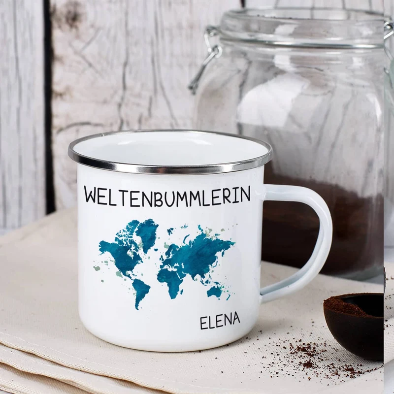 Emaillebecher für Weltenbummler