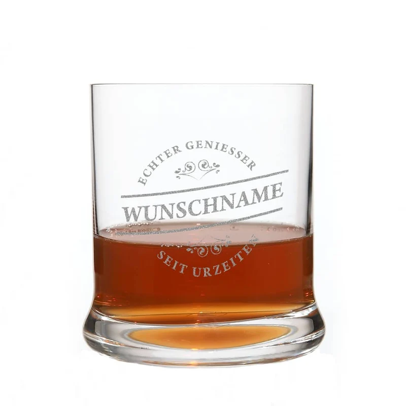graviertes Whiskeyglas Echter Geniesser mit Name von Leonardo