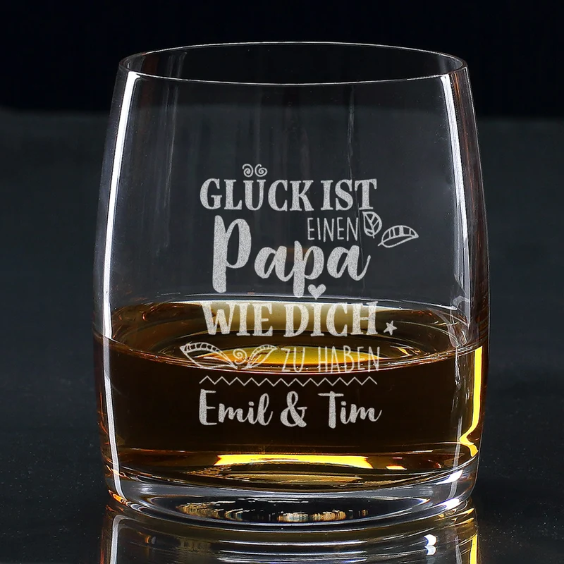 Glück ist, einen Papa wie dich zu haben - Whiskeyglas mit Wunschtext