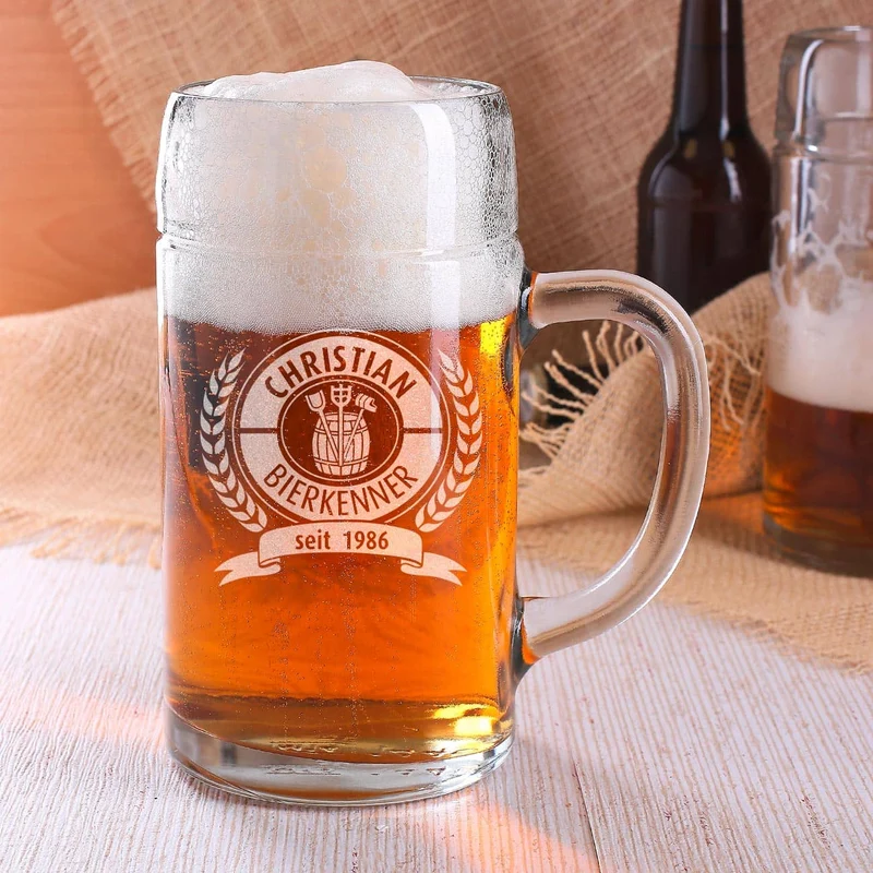 Maßkrug mit Gravur 1L für Bierkenner