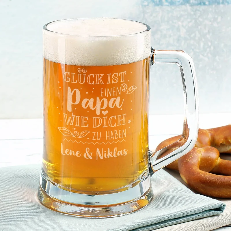 Glück ist, einen Papa wie dich zu haben - Bierkrug mit Gravur