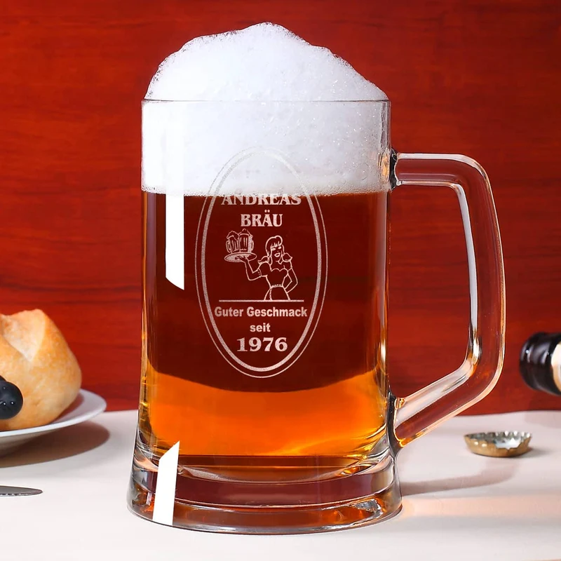 Bierseidel mit Wunschname und Geburtsjahr graviert