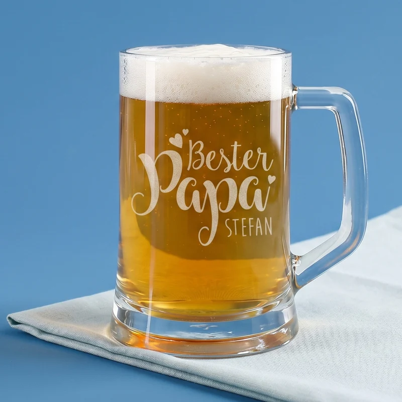 Bierseidel mit Kompliment für den besten Papa