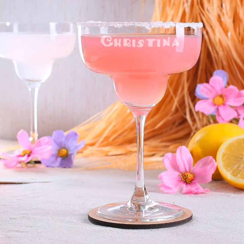 Graviertes Margaritaglas mit Name