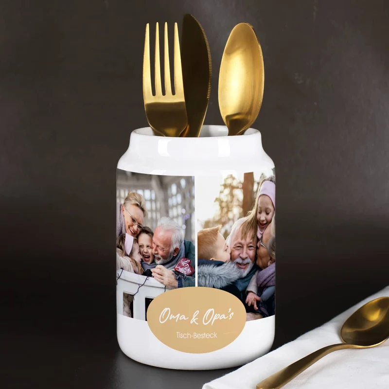 Foto-Besteckhalter als tolle Tischdeko für Ihre nächste Familienfeier