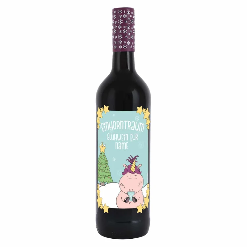 Einhorntraum - Glühwein mit Knuddelhorn und Ihrem Namen
