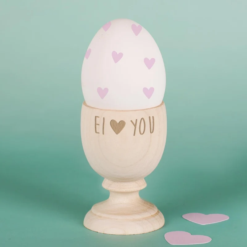 Eierbecher aus Holz Ei love you